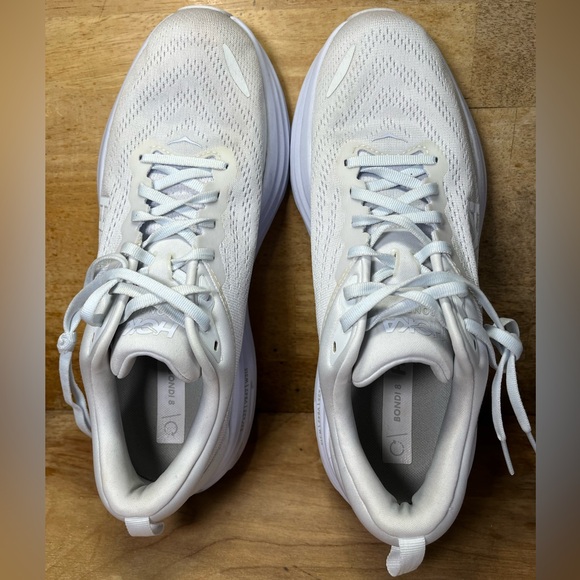 Hoka One One Bondi 8 REFLECTIVE Mens Size 10 Running Shoes Sneakers White - Picture 7 of 12